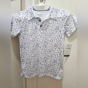Tommy Bahama Active White Shirt with Blue Pattern